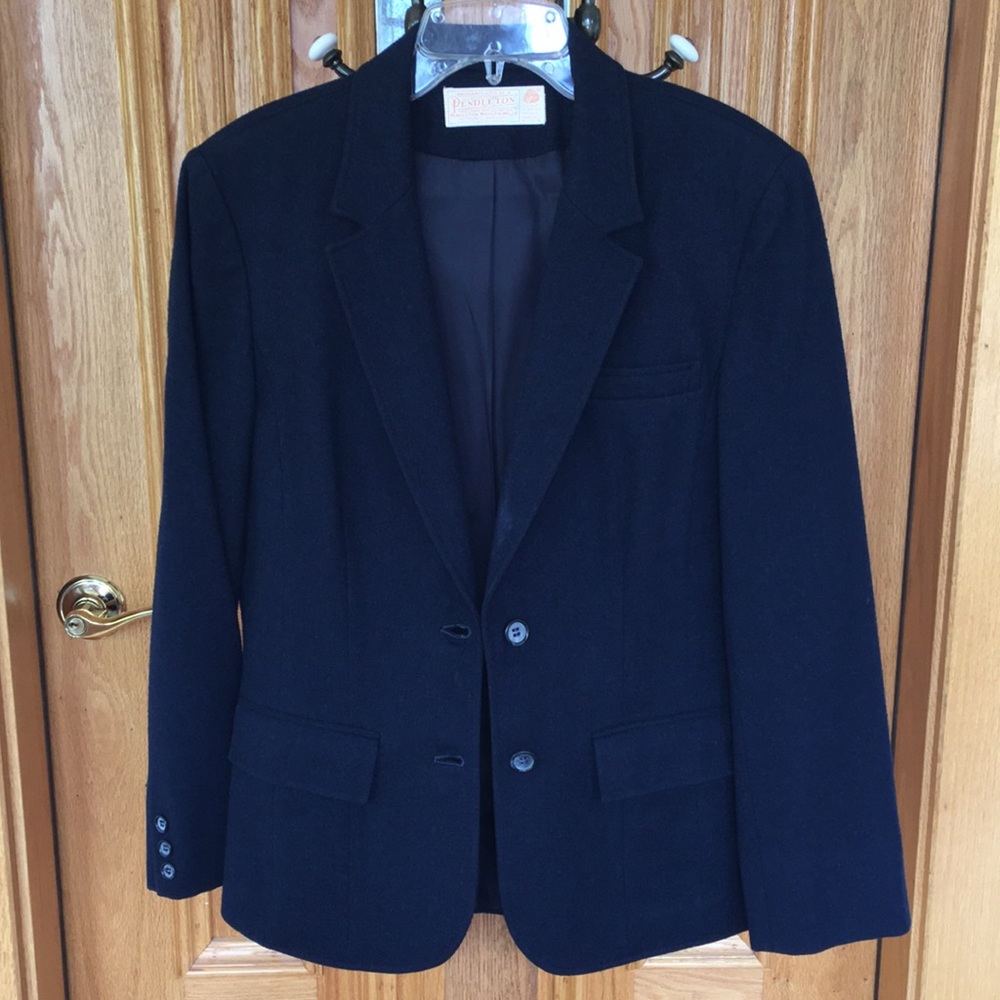 Pendleton blazer jacket 100% wool navy blue size 4-6